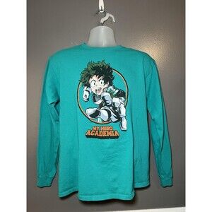 My Hero Academia Shirt Mens Large Green Long Sleeve Deku Izuku Anime Graphic Tee